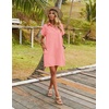 Zeagoo Womens Cotton Shirt Dress Summer Casual Short Sleeve Button Down Beach Cover Up Shirts with Pockets(Pink Orange)