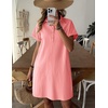 Zeagoo Womens Cotton Shirt Dress Summer Casual Short Sleeve Button Down Beach Cover Up Shirts with Pockets(Pink Orange)