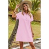 Zeagoo Womens Cotton Shirt Dress Summer Casual Short Sleeve Button Down Beach Cover Up Shirts with Pockets(Pink White Stripe)