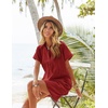 Zeagoo Womens Cotton Shirt Dress Summer Casual Short Sleeve Button Down Beach Cover Up Shirts with Pockets(Red)