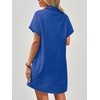 Zeagoo Womens Cotton Shirt Dress Summer Casual Short Sleeve Button Down Beach Cover Up Shirts with Pockets(Royal Blue)