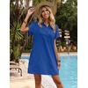 Zeagoo Womens Cotton Shirt Dress Summer Casual Short Sleeve Button Down Beach Cover Up Shirts with Pockets(Royal Blue)