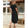 Zeagoo Womens Maxi Summer Dress with Pockets Casual Short Sleeve Sundress Trendy 2026 Curve Hem Long Dress(2601 A-black)