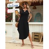Zeagoo Womens Maxi Summer Dress with Pockets Casual Short Sleeve Sundress Trendy 2026 Curve Hem Long Dress(2601 A-black)