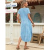 Zeagoo Womens Maxi Summer Dress with Pockets Casual Short Sleeve Sundress Trendy 2026 Curve Hem Long Dress(2601 A-printed-011)