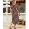 Zeagoo Womens Maxi Summer Dress with Pockets Casual Short Sleeve Sundress Trendy 2026 Curve Hem Long Dress(2601 Brown Floral)
