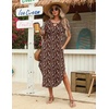 Zeagoo Womens Maxi Summer Dress with Pockets Casual Short Sleeve Sundress Trendy 2026 Curve Hem Long Dress(2601 Brown Floral)