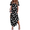 Zeagoo Womens Maxi Summer Dress with Pockets Casual Short Sleeve Sundress Trendy 2026 Curve Hem Long Dress(2602 Black Floral)