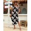 Zeagoo Womens Maxi Summer Dress with Pockets Casual Short Sleeve Sundress Trendy 2026 Curve Hem Long Dress(2602 Boho Leaf)