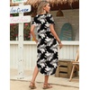 Zeagoo Womens Maxi Summer Dress with Pockets Casual Short Sleeve Sundress Trendy 2026 Curve Hem Long Dress(2602 Boho Leaf)