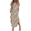 Zeagoo Womens Maxi Summer Dress with Pockets Casual Short Sleeve Sundress Trendy 2026 Curve Hem Long Dress(2602 Brown Flower)