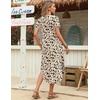 Zeagoo Womens Maxi Summer Dress with Pockets Casual Short Sleeve Sundress Trendy 2026 Curve Hem Long Dress(2602 Brown Flower)