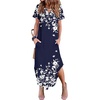 Zeagoo Womens Maxi Summer Dress with Pockets Casual Short Sleeve Sundress Trendy 2026 Curve Hem Long Dress(2602 Navy Floral)