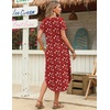 Zeagoo Womens Maxi Summer Dress with Pockets Casual Short Sleeve Sundress Trendy 2026 Curve Hem Long Dress(2602 Red Floral)