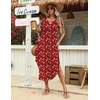 Zeagoo Womens Maxi Summer Dress with Pockets Casual Short Sleeve Sundress Trendy 2026 Curve Hem Long Dress(2602 Red Floral)