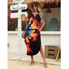Zeagoo Womens Maxi Summer Dress with Pockets Casual Short Sleeve Sundress Trendy 2026 Curve Hem Long Dress(Black-printed-01)