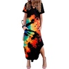 Zeagoo Womens Maxi Summer Dress with Pockets Casual Short Sleeve Sundress Trendy 2026 Curve Hem Long Dress(Black-printed-01)
