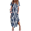 Zeagoo Womens Maxi Summer Dress with Pockets Casual Short Sleeve Sundress Trendy 2026 Curve Hem Long Dress(Blue Printed-01)