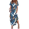 Zeagoo Womens Maxi Summer Dress with Pockets Casual Short Sleeve Sundress Trendy 2026 Curve Hem Long Dress(Leaf-printed-01)