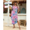 Zeagoo Womens Maxi Summer Dress with Pockets Casual Short Sleeve Sundress Trendy 2026 Curve Hem Long Dress(Pink Floral-02)