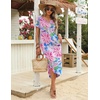 Zeagoo Womens Maxi Summer Dress with Pockets Casual Short Sleeve Sundress Trendy 2026 Curve Hem Long Dress(Pink Floral-02)