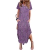 Zeagoo Womens Maxi Summer Dress with Pockets Casual Short Sleeve Sundress Trendy 2026 Curve Hem Long Dress(Printed-022)