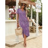 Zeagoo Womens Maxi Summer Dress with Pockets Casual Short Sleeve Sundress Trendy 2026 Curve Hem Long Dress(Printed-022)