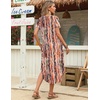 Zeagoo Womens Maxi Summer Dress with Pockets Casual Short Sleeve Sundress Trendy 2026 Curve Hem Long Dress(Printed-044)