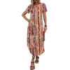 Zeagoo Womens Maxi Summer Dress with Pockets Casual Short Sleeve Sundress Trendy 2026 Curve Hem Long Dress(Printed-044)