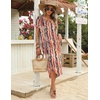 Zeagoo Womens Maxi Summer Dress with Pockets Casual Short Sleeve Sundress Trendy 2026 Curve Hem Long Dress(Printed-044)