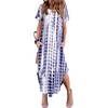 Zeagoo Womens Maxi Summer Dress with Pockets Casual Short Sleeve Sundress Trendy 2026 Curve Hem Long Dress(White-printed)