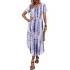 Zeagoo Womens Maxi Summer Dress with Pockets Casual Short Sleeve Sundress Trendy 2026 Curve Hem Long Dress(White-printed)