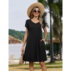 Zeagoo Womens Summer A-Line Dress with Pockets Mini Short Sleeve Dresses Flowy Beach Swing Dress 2026 Vacation Travel(Black)