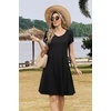 Zeagoo Womens Summer A-Line Dress with Pockets Mini Short Sleeve Dresses Flowy Beach Swing Dress 2026 Vacation Travel(Black)