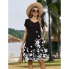 Zeagoo Womens Summer A-Line Dress with Pockets Mini Short Sleeve Dresses Flowy Beach Swing Dress 2026 Vacation Travel(Black Flowers)