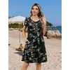 Zeagoo Womens Summer A-Line Dress with Pockets Mini Short Sleeve Dresses Flowy Beach Swing Dress 2026 Vacation Travel(Black Print)