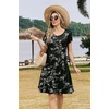 Zeagoo Womens Summer A-Line Dress with Pockets Mini Short Sleeve Dresses Flowy Beach Swing Dress 2026 Vacation Travel(Black Print)