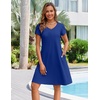 Zeagoo Womens Summer A-Line Dress with Pockets Mini Short Sleeve Dresses Flowy Beach Swing Dress 2026 Vacation Travel(Blue)
