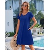 Zeagoo Womens Summer A-Line Dress with Pockets Mini Short Sleeve Dresses Flowy Beach Swing Dress 2026 Vacation Travel(Blue)