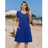 Zeagoo Womens Summer A-Line Dress with Pockets Mini Short Sleeve Dresses Flowy Beach Swing Dress 2026 Vacation Travel(Blue)