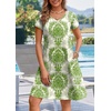 Zeagoo Womens Summer A-Line Dress with Pockets Mini Short Sleeve Dresses Flowy Beach Swing Dress 2026 Vacation Travel(Mz743)