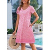 Zeagoo Womens Summer A-Line Dress with Pockets Mini Short Sleeve Dresses Flowy Beach Swing Dress 2026 Vacation Travel(Mz744)