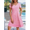 Zeagoo Womens Summer A-Line Dress with Pockets Mini Short Sleeve Dresses Flowy Beach Swing Dress 2026 Vacation Travel(Mz744)