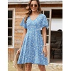 Zeagoo Womens Summer Dress Casual Swing Sundresses Floral Ruffle Short Sleeve Wedding Guest Dress Beach Mini Dress 2026(01-light Blue Floral)