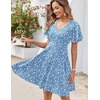 Zeagoo Womens Summer Dress Casual Swing Sundresses Floral Ruffle Short Sleeve Wedding Guest Dress Beach Mini Dress 2026(01-light Blue Floral)