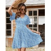 Zeagoo Womens Summer Dress Casual Swing Sundresses Floral Ruffle Short Sleeve Wedding Guest Dress Beach Mini Dress 2026(01-light Blue Floral)
