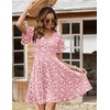 Zeagoo Womens Summer Dress Casual Swing Sundresses Floral Ruffle Short Sleeve Wedding Guest Dress Beach Mini Dress 2026(02-pink Floral)