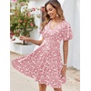 Zeagoo Womens Summer Dress Casual Swing Sundresses Floral Ruffle Short Sleeve Wedding Guest Dress Beach Mini Dress 2026(02-pink Floral)
