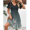 Zeagoo Womens Summer Dress Casual Swing Sundresses Floral Ruffle Short Sleeve Wedding Guest Dress Beach Mini Dress 2026(03-gray Green)