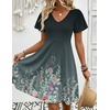 Zeagoo Womens Summer Dress Casual Swing Sundresses Floral Ruffle Short Sleeve Wedding Guest Dress Beach Mini Dress 2026(03-gray Green)